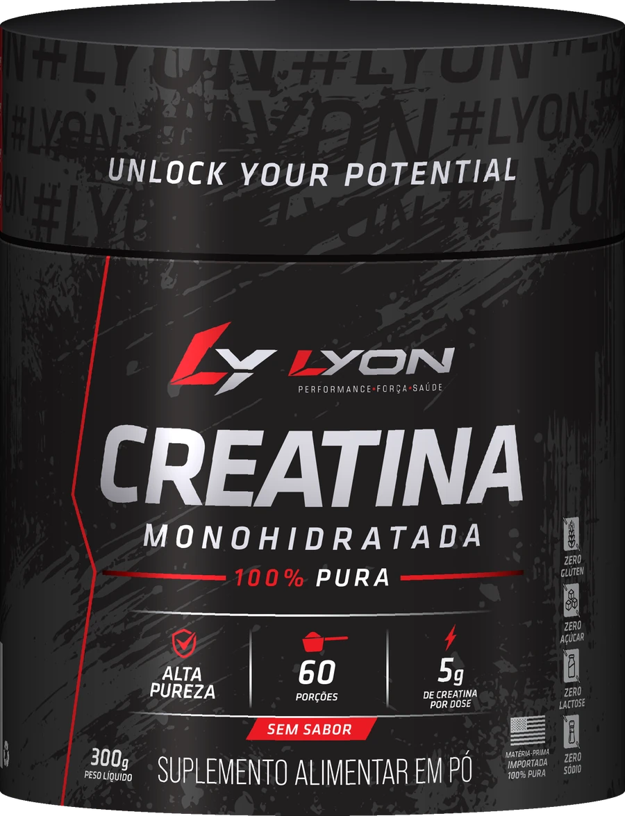 Pote de Creatina LYON Monohidratada 100% Pura 300g